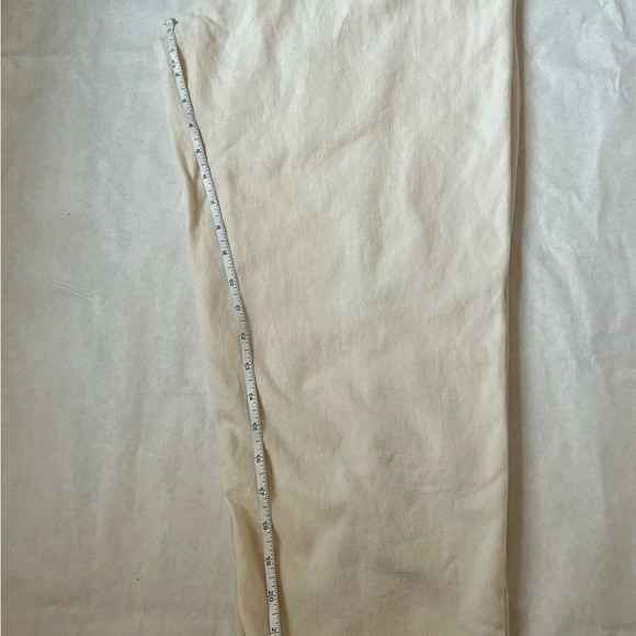 De Facto Twill Hogh Waist Tapered Leg Pants Beige Ivory Trousers Cotton 10 US - Picture 10 of 10